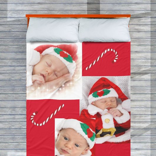 Drie Baby snoepjes voor de eerste kerstfamilie Fleece Deken