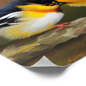 Drie baby vogels zitten op een tak poster (Hoek)