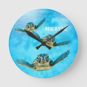 Drie Baby Zee-schildpadden Ronde Klok