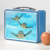 Drie Baby Zee-schildpadden zwemmen (In situ)