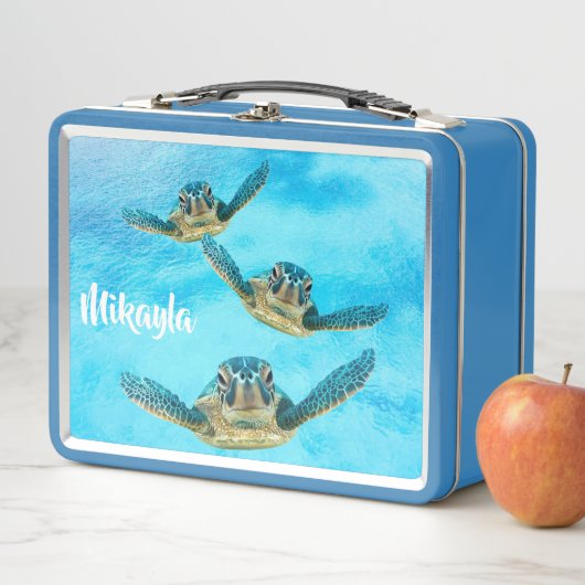 Drie Baby Zee-schildpadden zwemmen (In situ)