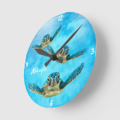 Drie Baby Zeeen draaimolens die  zwemmen Ronde Klok (Hoek)