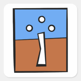 DRIE BAL KRUIS VIERKANTE STICKER