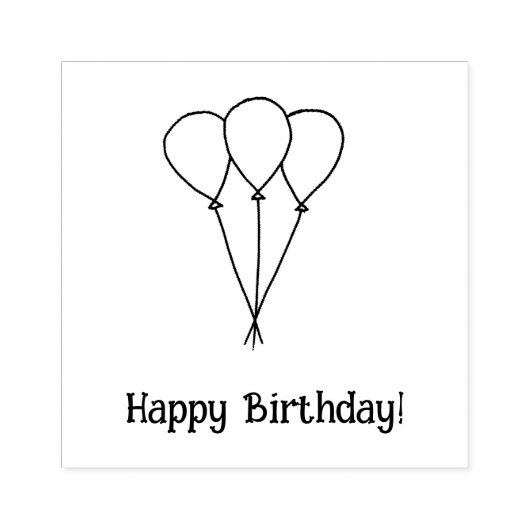 Drie ballonnen, Happy Birthday rubberen stempels (Afrduk)