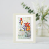 Drie Balloon Flowers Waterverf Briefkaart (Staand voorkant)