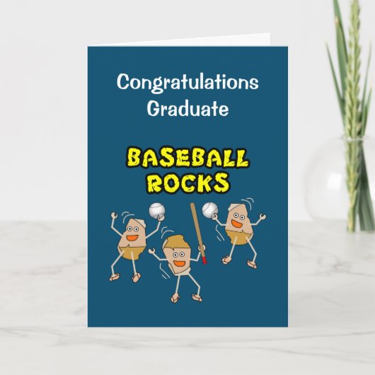 Drie Baseball Rocks Afstuderen Kaart (Voorkant)