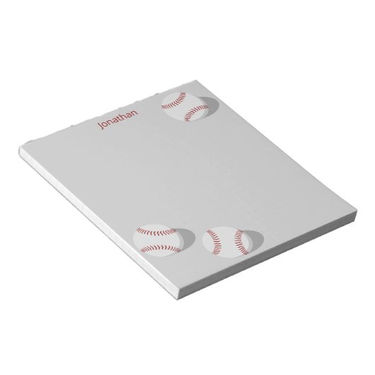 drie baseballetjes jongens gepersonaliseerde sport notitieblok (Schuin)