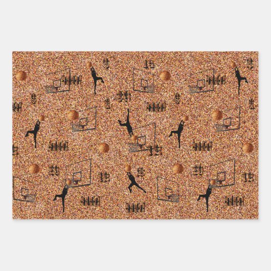 Drie basketbal Afbeeldingen, cadeaupapier, Inpakpapier Vel (Voorkant)