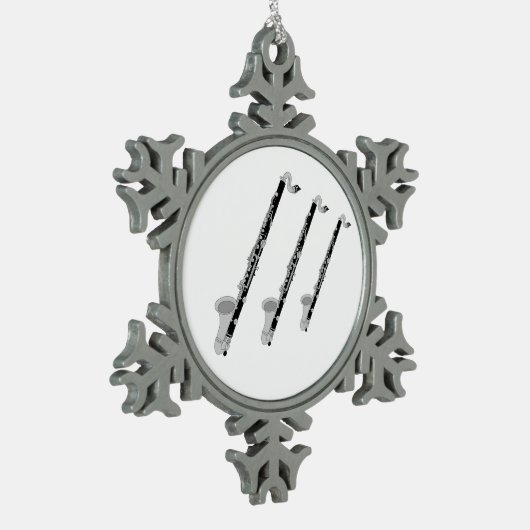 Drie basklarinetten tin sneeuwvlok ornament (Links)