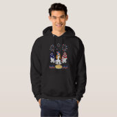 Drie Basset Hound Dance US Flag Vuurwerk Cak Hoodie (Voorkant volledig)