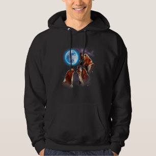 Drie Basset Hound Huilend Tegen Maan Hond Kostuum Hoodie