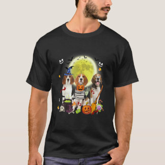 Drie Beagle Honden Heks Enge Mummie Halloween T-shirt