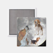 Drie Beagles en de maan magneet (Voorkant / Achterkant)