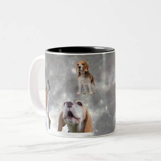 Drie Beagles Howling bij de Moon Mok (Voorkant links)