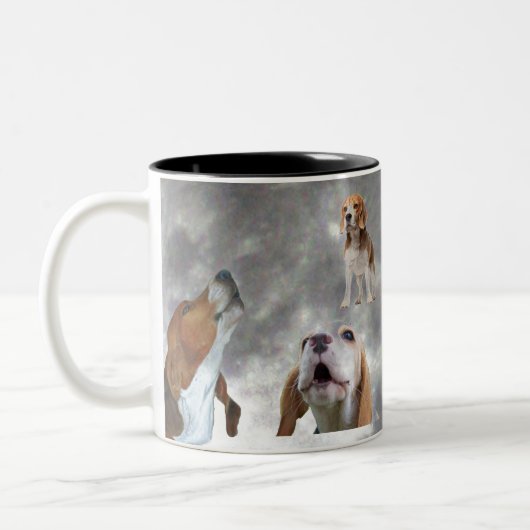 Drie Beagles Howling bij de Moon Mok (Links)