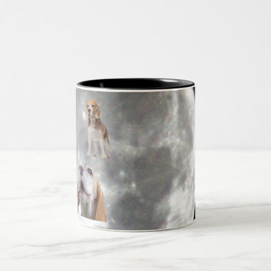 Drie Beagles Howling bij de Moon Mok (Center)