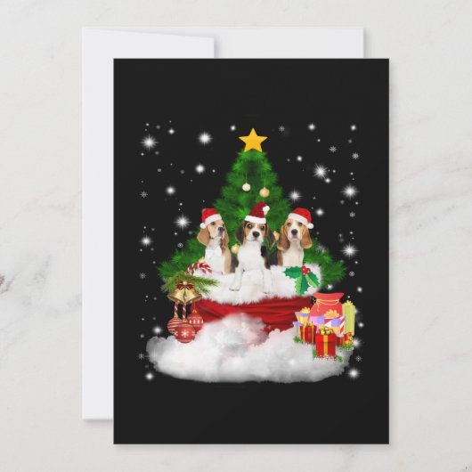 Drie beagles kerstmis met kerstboom bedankkaart (Voorkant)