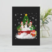Drie beagles kerstmis met kerstboom bedankkaart (Staand voorkant)
