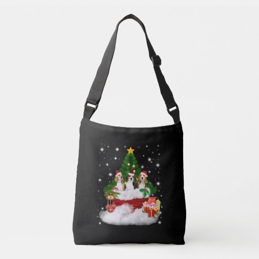 Drie beagles kerstmis met kerstboom crossbody tas (Voorkant)