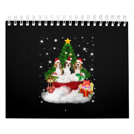 Drie beagles kerstmis met kerstboom kalender (Hoes)