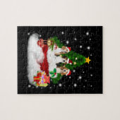 Drie beagles kerstmis met kerstboom legpuzzel (Horizontaal)