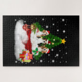 Drie beagles kerstmis met kerstboom legpuzzel (Horizontaal)