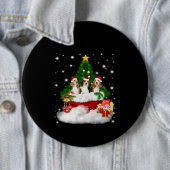 Drie beagles kerstmis met kerstboom ronde button 6,0 cm (In situ)