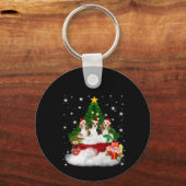 Drie beagles kerstmis met kerstboom sleutelhanger (Voorkant)
