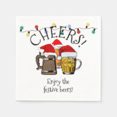 DRIE BEERS CHEERS-kerstvierkant papier Servet (Voorkant)