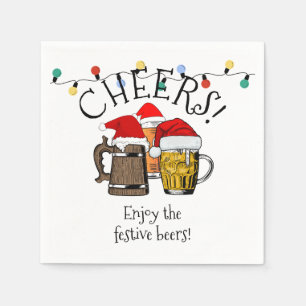 DRIE BEERS CHEERS-kerstvierkant papier Servet