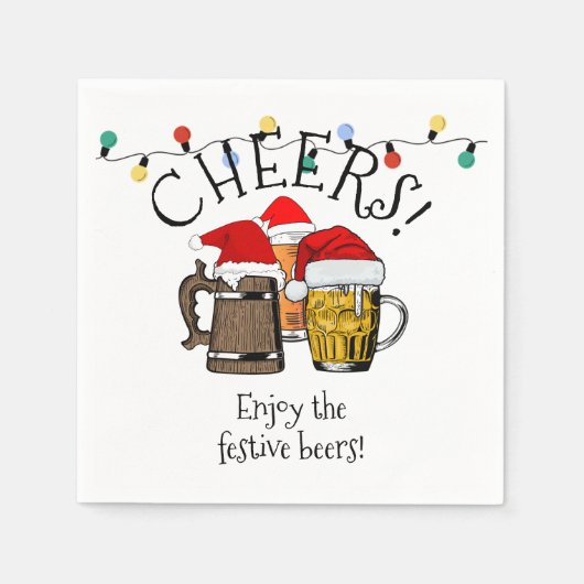 DRIE BEERS CHEERS-kerstvierkant papier Servet (Voorkant)