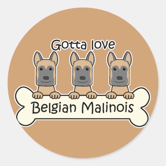 Drie Belgische Malinois Ronde Sticker (Voorkant)