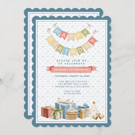 Drie Beren eerste verjaardag Kaart (Voorkant / Achterkant)