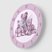 Drie beren genummerde ronde acryl wandklok (Hoek)