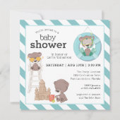 Drie Beren in het Beach Baby shower voor Boy Kaart (Voorkant)