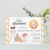 Drie Beren op het Beach Girl Baby shower Kaart (Staand voorkant)