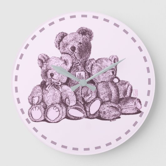 Drie Beren rondom de acrylwandklok Grote Klok (Voorkant)