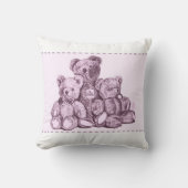 Drie Beren Roze Sierkussen (Voorkant)