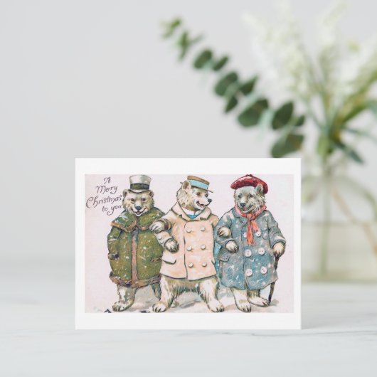 "Drie Beren" Vintage Feestdagenkaart (Staand voorkant)