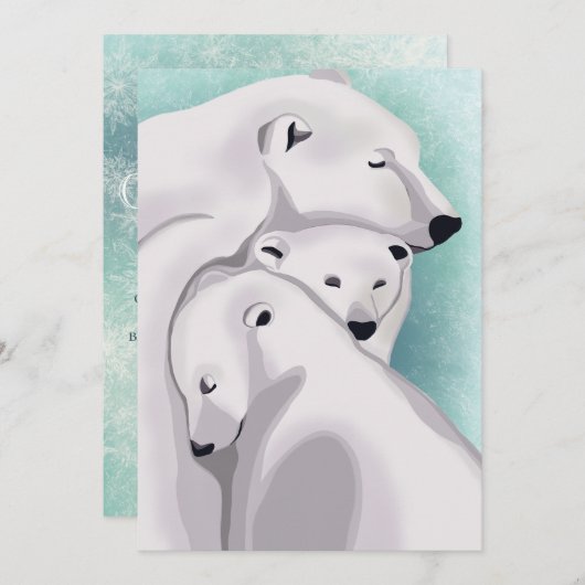 Drie Beren Winter Wonderland - Vrolijk Kerstfeest Kaart (Voorkant / Achterkant)