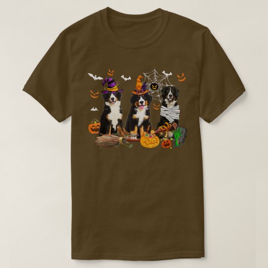 Drie Bernese Mountain Dogs Mummy Witch Scary Pump T-shirt (Design voorkant)