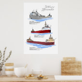 Drie beroemde scheepswrakken geschiedenis poster (Keuken)