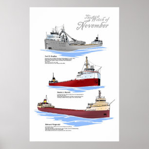 Drie beroemde scheepswrakken geschiedenis poster