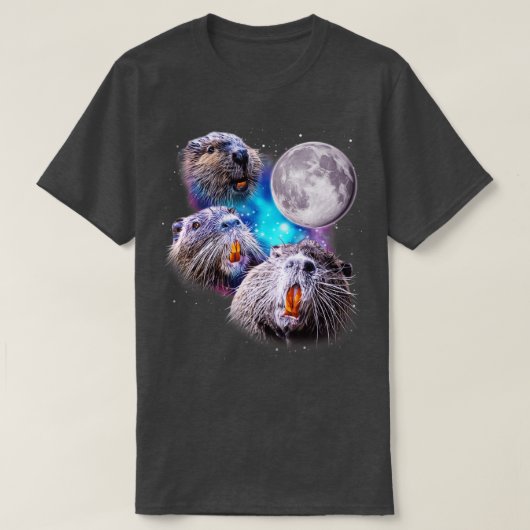 Drie Bevers Howl op de Maan T-shirt (Design voorkant)