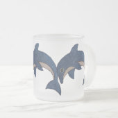 Drie bevroren Glitter Kijk op Blauwe Dolphins Matglas Koffiemok (Voorkant rechts)