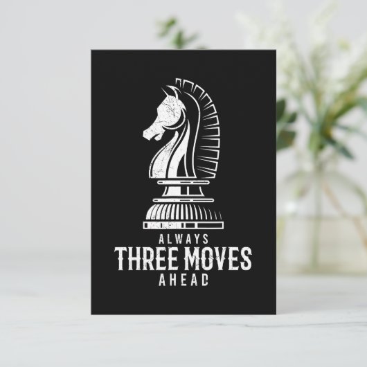 Drie bewegingen voor ik schaak Matt Game Chess Pie Informatiekaartje (Staand voorkant)