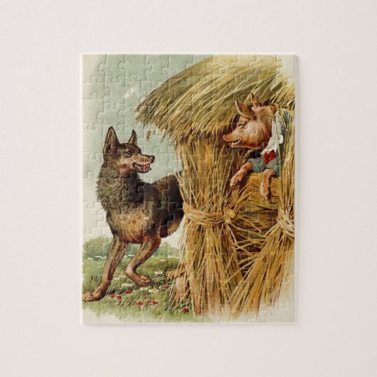 Drie Biggetjes Grote Boze Wolf, Klassiek Sprookje Legpuzzel (Verticaal)
