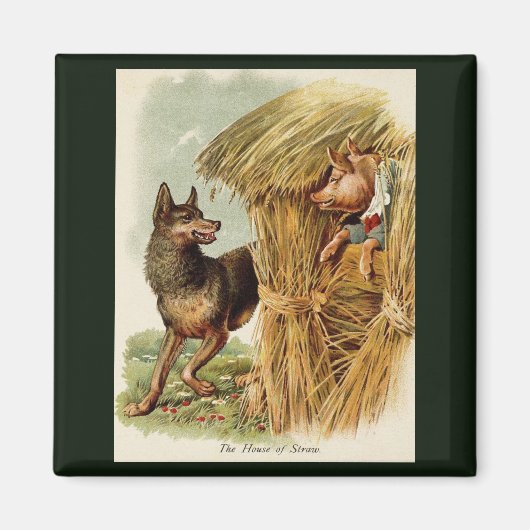 Drie Biggetjes Grote Boze Wolf, Klassiek Sprookje Magneet (Voorkant)