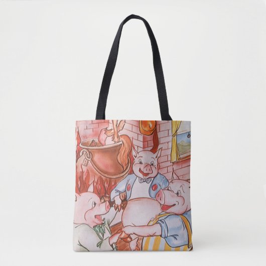 Drie Biggetjes Koken Wolf, Oud Sprookje Tote Bag (Voorkant)