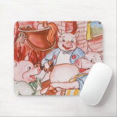 Drie Biggetjes Koken Wolf, Vintage Sprookje Muismat (Met muis)